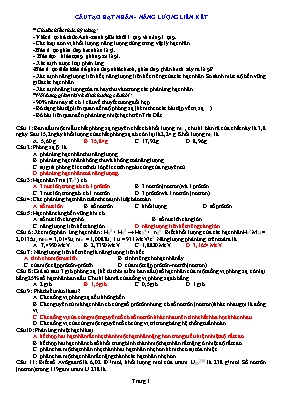 Bài tập tổng hợp về Vật lí hạt nhân (Có đáp án)